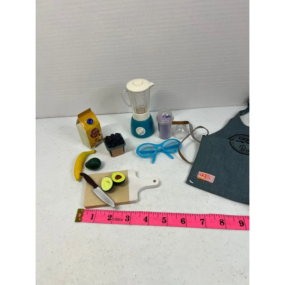 Our Generation OG Juice Bar Accessory Set for 18 Inch Dolls Blue Apron Blender